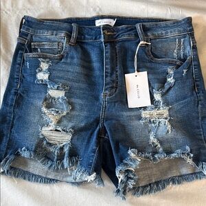 Cielo Distressed Denim Blue Jean Shorts